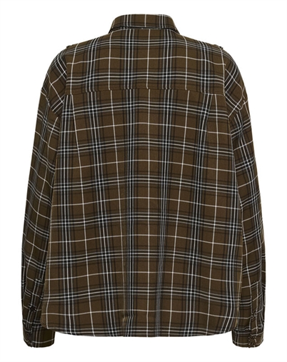 Gestuz - GZAleya Skjorte - Green Olive Check